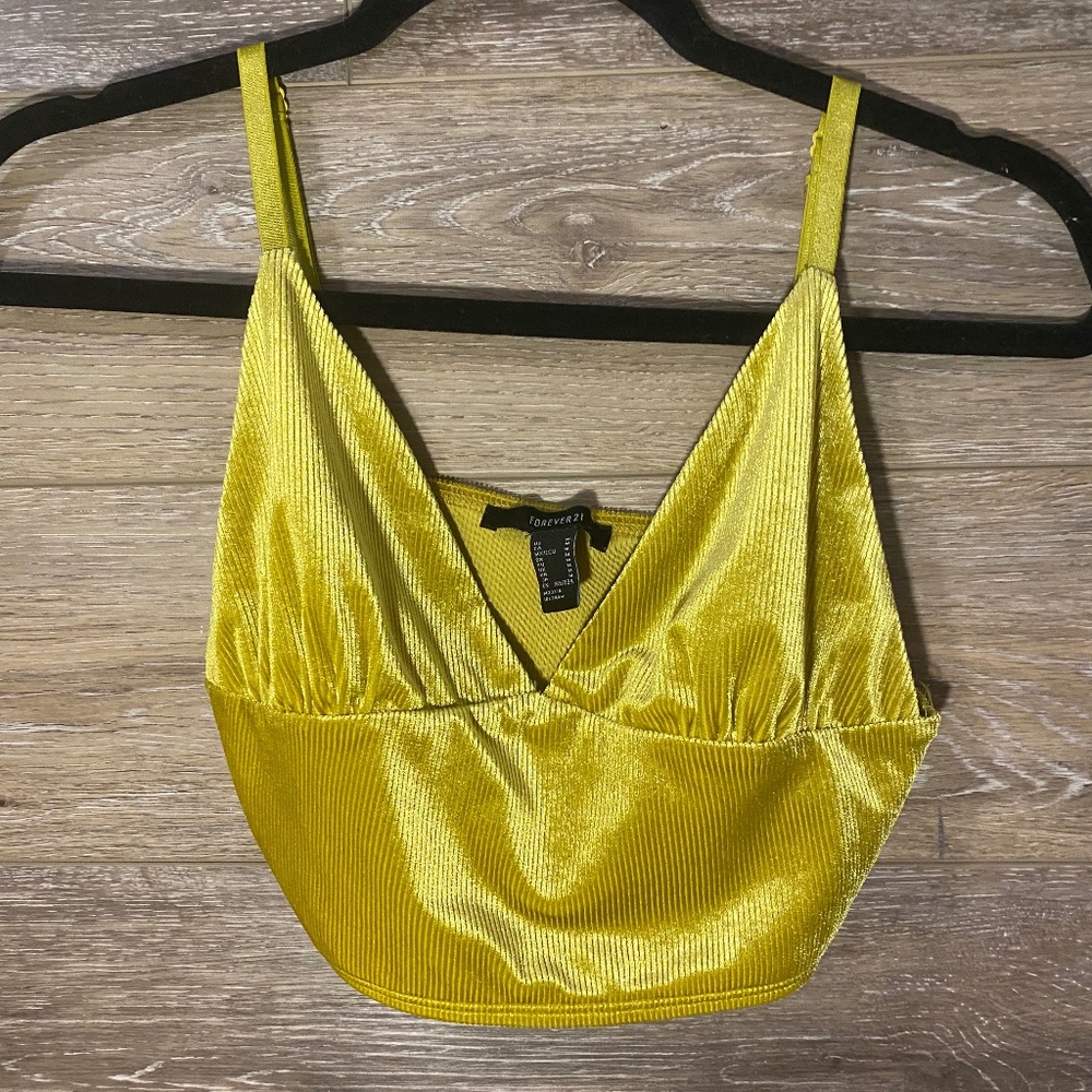 Yellow Metallic Crop Top